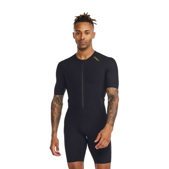 2XU Light speed tech trisuit korte mouw zwart heren MT6633d-BLK/GLD