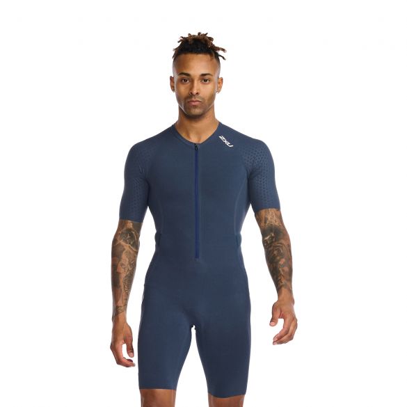 2XU Light speed tech trisuit korte mouw blauw heren MT6633d-OUT/WHT