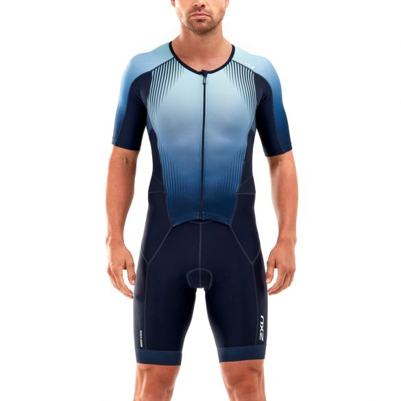 2XU Perform korte mouw trisuit blauw heren MT5525D-MDN/FMB-VRR