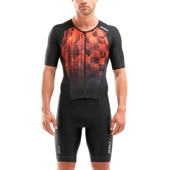 2XU Perform korte mouw trisuit zwart/rood heren MT5525D-BLK/FOM-VRR