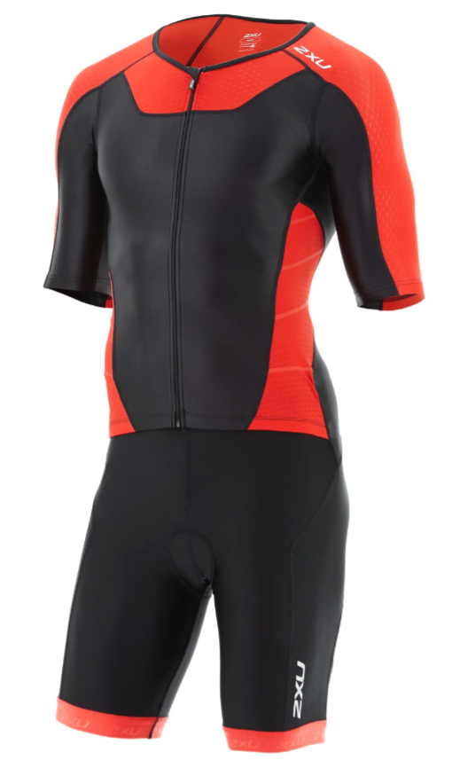 2XU X-vent Sleeved Full Front Zip Trisuit zwart/rood heren MT4355dBLK/TRD