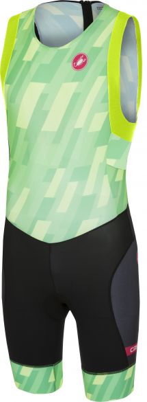 Castelli Short distance race trisuit rits achterzijde mouwloos pro groen/zwart heren  18111-084