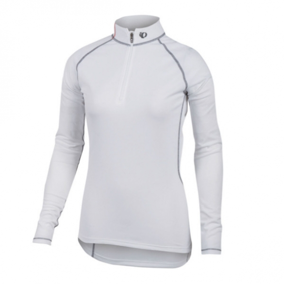 Pearl Izumi transfer LS ondershirt met ritshals dames wit PI14221007wit