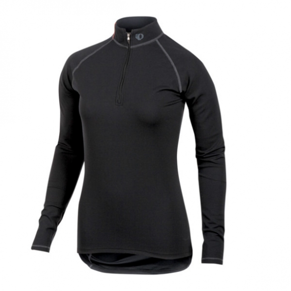 Pearl Izumi transfer LS ondershirt met ritshals dames zwart PI14221007zwart