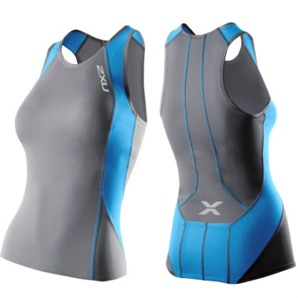 2XU Perform tri singlet dames WT2851a Charcoal/Ultramarine blue 2XUWT2851ACHBL