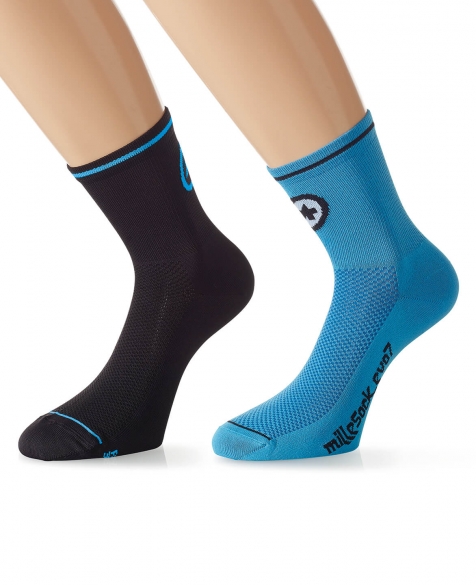 Assos MilleSock Evo7 Fietssokken 2-pack zwart blauw 136064929