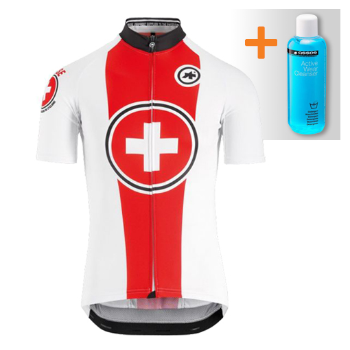Assos Suisse Fed SS korte mouw fietsshirt wit/rood heren 132028299