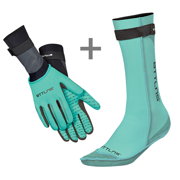 BTTLNS Neopreen zwemsokken en zwemhandschoenen voordeelset mint 0120016-036
