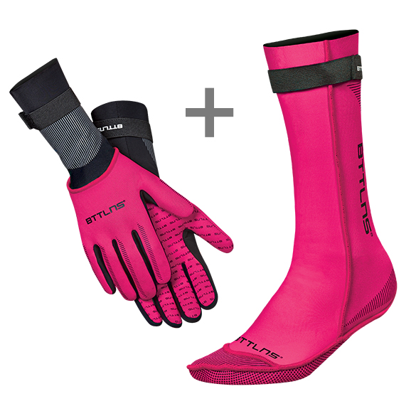 BTTLNS Neopreen zwemsokken en zwemhandschoenen voordeelset roze 0120011+0120012-072