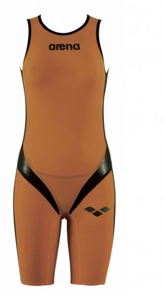 Arena Carbon pro rear zip mouwloos trisuit oranje dames AR1A561-35