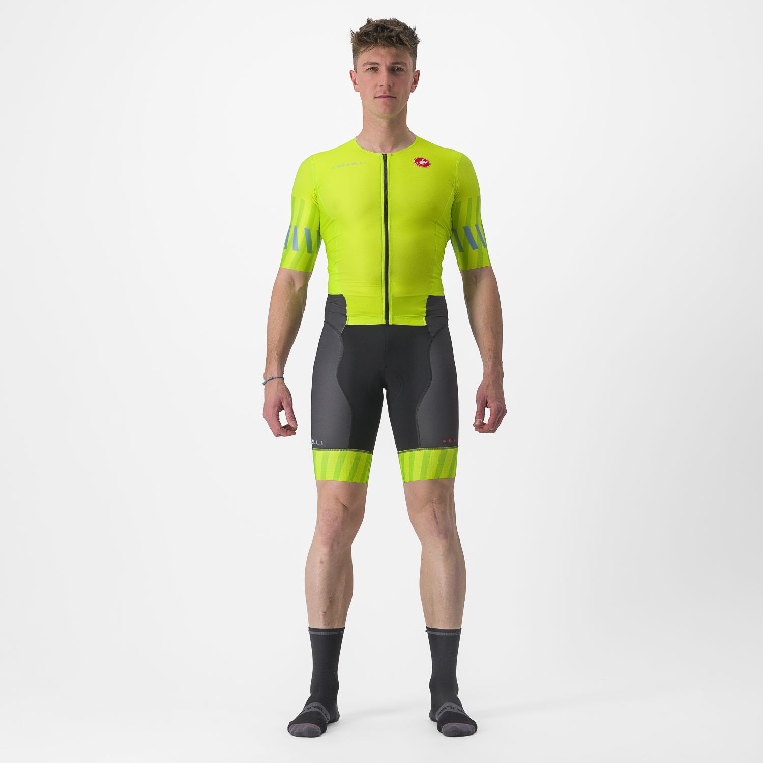 Castelli Free Sanremo 2 trisuit korte mouw groen/geel heren 8620092-383