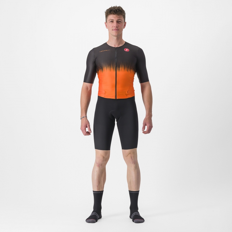 Castelli Sanremo Ultra speed suit trisuit korte mouw zwart/oranje heren 8623079-034