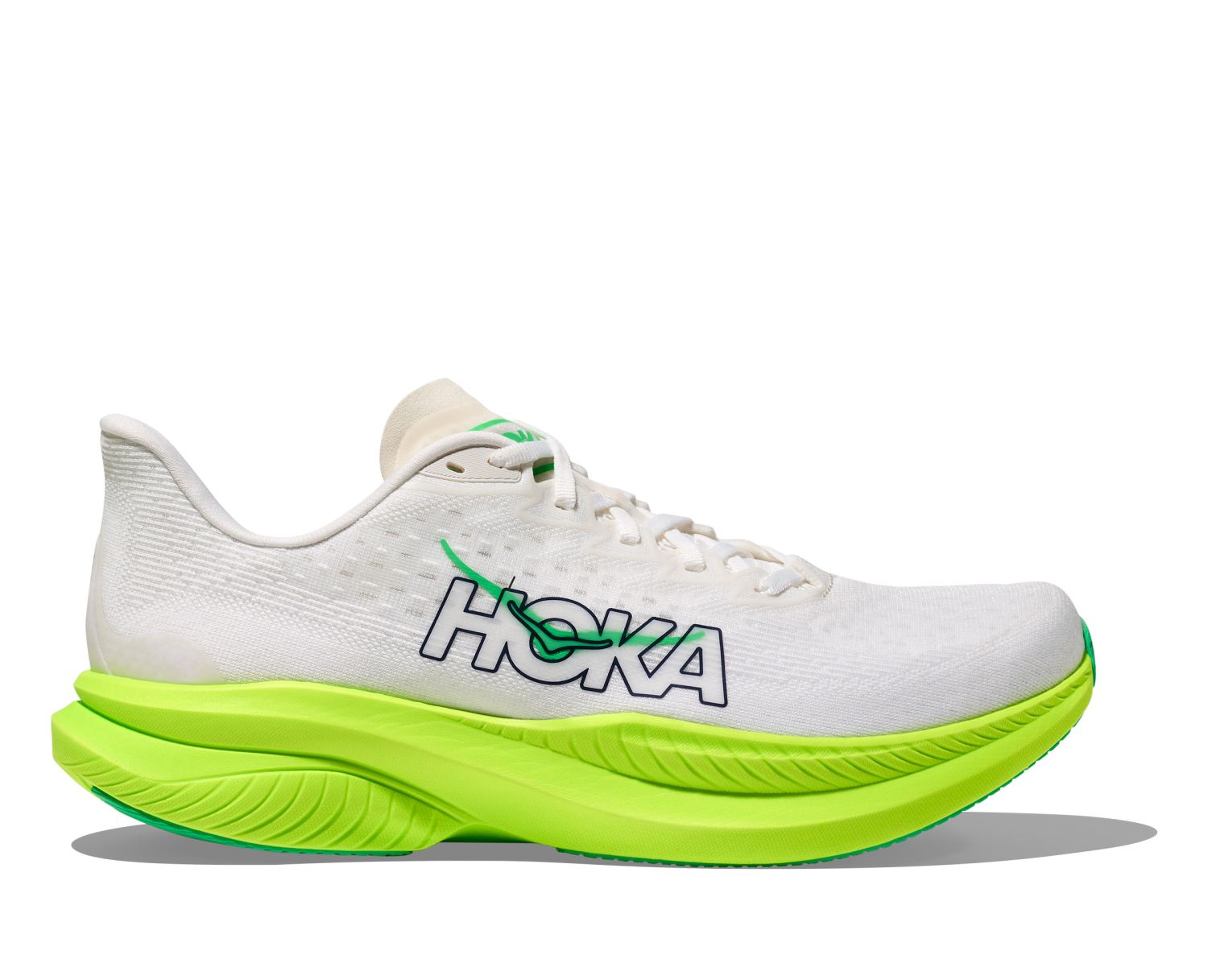 Hoka Mach 6 hardloopschoenen White/Neon Lime Heren 1147790-WNL