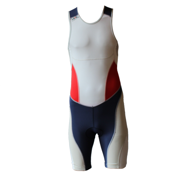 Ironman trisuit back zip mouwloos extreme suit wit/blauw/rood heren IM7500-03/05/41