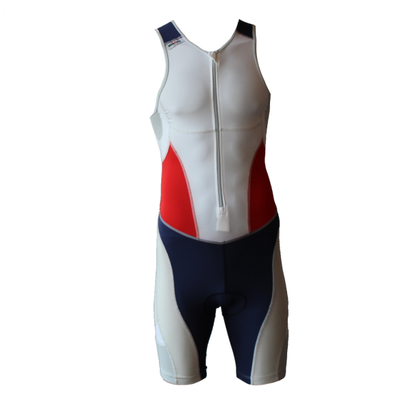 Ironman trisuit front zip mouwloos extreme suit wit/blauw/rood heren  IM7507-03/41