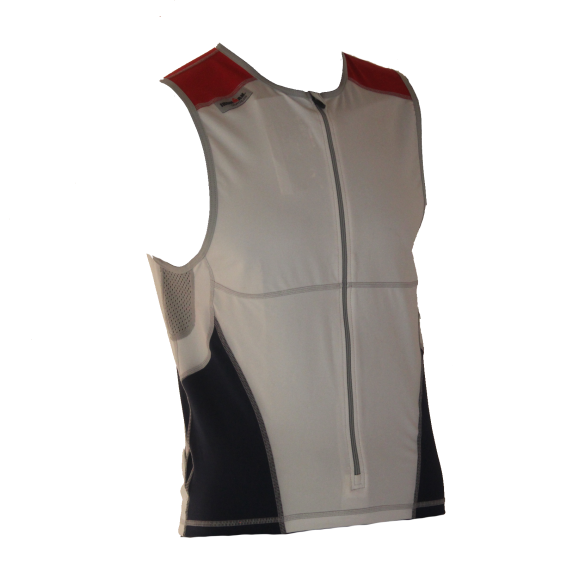 Ironman tri top front zip mouwloos bodysuit wit/blauw/rood heren  IM8504-03/41