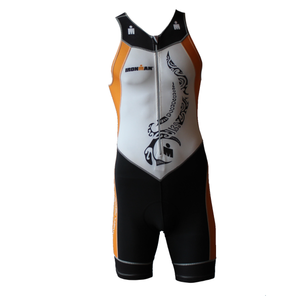 Ironman trisuit front zip mouwloos multisport tattoo wit/oranje heren  IM8902-03/13