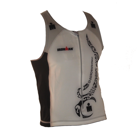Ironman tri top front zip mouwloos multisport tattoo wit/zwart/zilver heren IM8925-03/10
