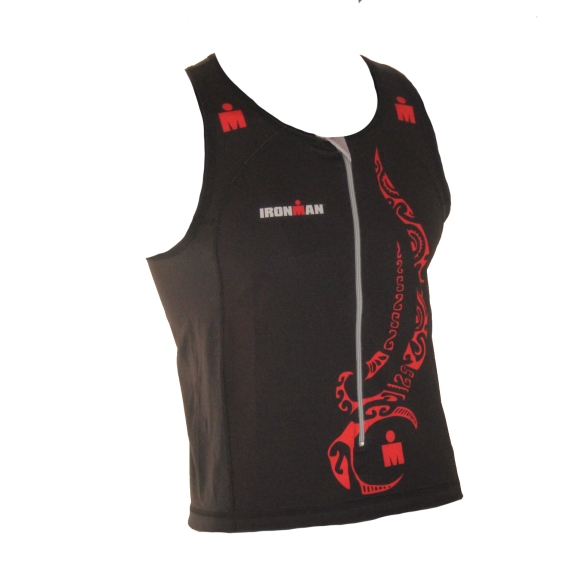 Ironman tri top front zip mouwloos multisport tattoo zwart/rood heren  IM8925-15/05