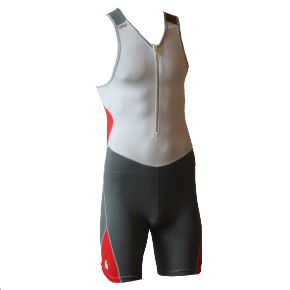 Ironman trisuit front zip mouwloos bodysuit wit/antraciet heren  IM9507-03/31