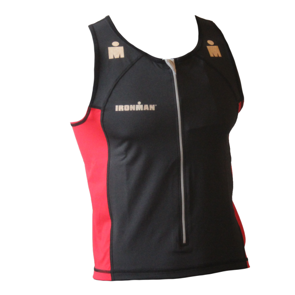 Ironman tri top front zip mouwloos T-zip zwart/rood heren IMT525-15/05