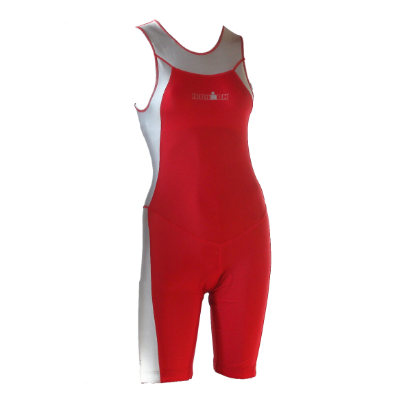 Ironman trisuit back zip mouwloos Skin suit rood/zilver dames  IMW1517-05/10