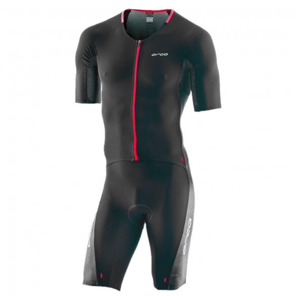 Orca 226 Perform aero race korte mouw trisuit zwart/rood heren JVDD87