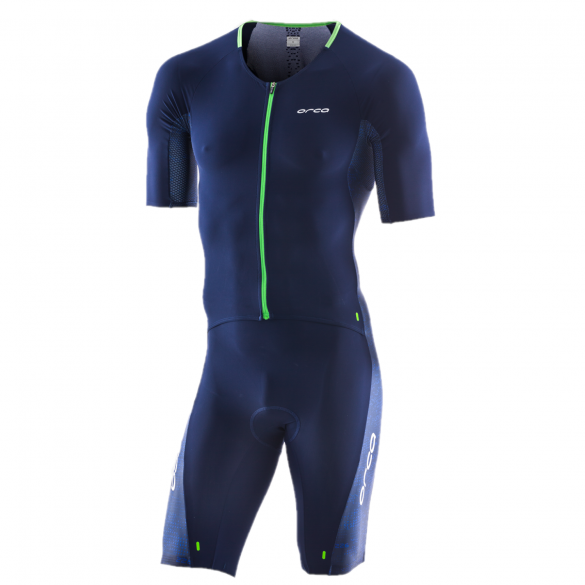 Orca 226 Perform aero race korte mouw trisuit blauw/groen heren JVDD88
