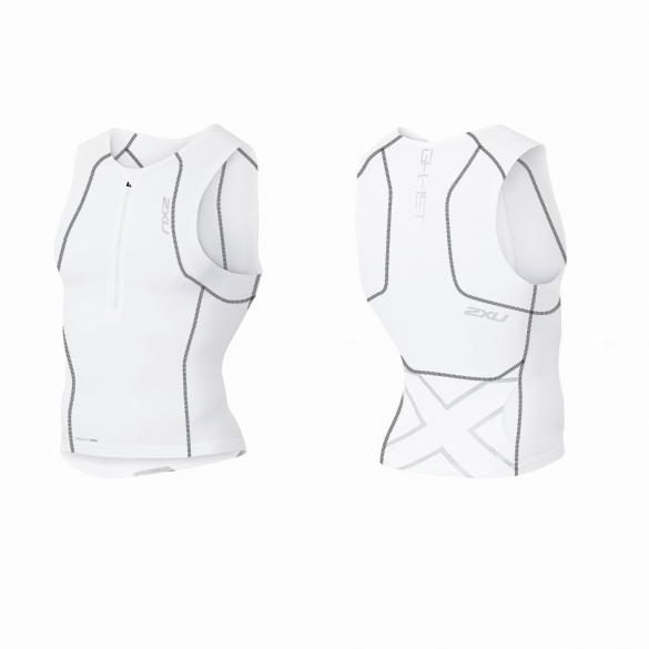 2XU GHST Tri singlet wit/zwart heren MT3603a