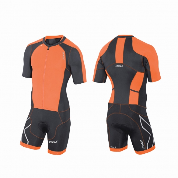 2XU Compression Full Zip sleeved trisuit oranje/zwart heren  MT3613d