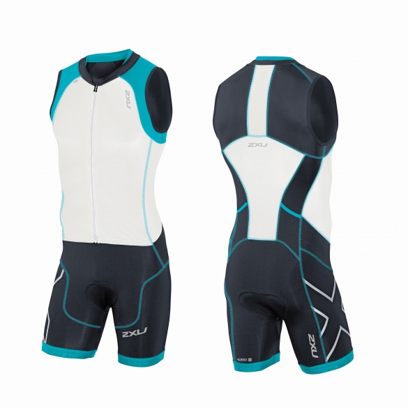 2XU Compression Full Zip trisuit wit/zwart/blauw heren MT3614d