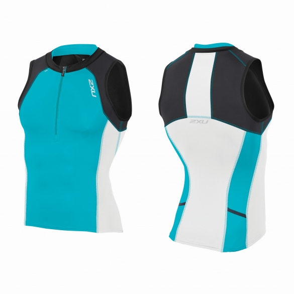 2XU Compression Tri singlet wit/blauw heren MT3616a
