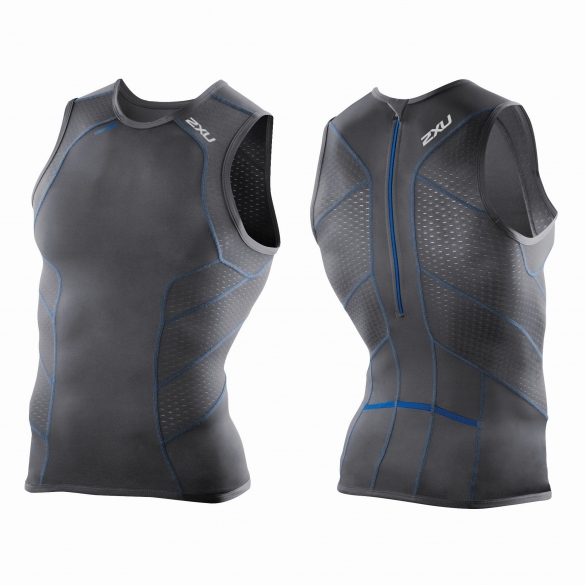 2XU Perform Rear Zip Tri singlet grijs heren MT3862a