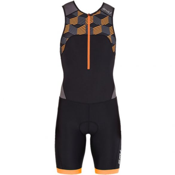2XU Active mouwloos trisuit zwart/oranje heren MT4862d-BLK/RFO