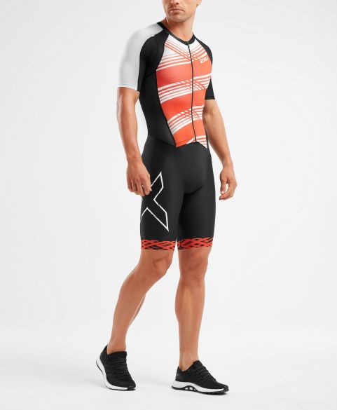 2XU Compression korte mouw trisuit zwart/rood heren MT5516D-BLK/WFL
