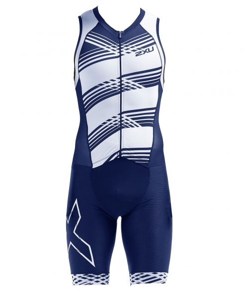 2XU Compression mouwloos trisuit blauw/wit heren MT5517D-NVY/NWL