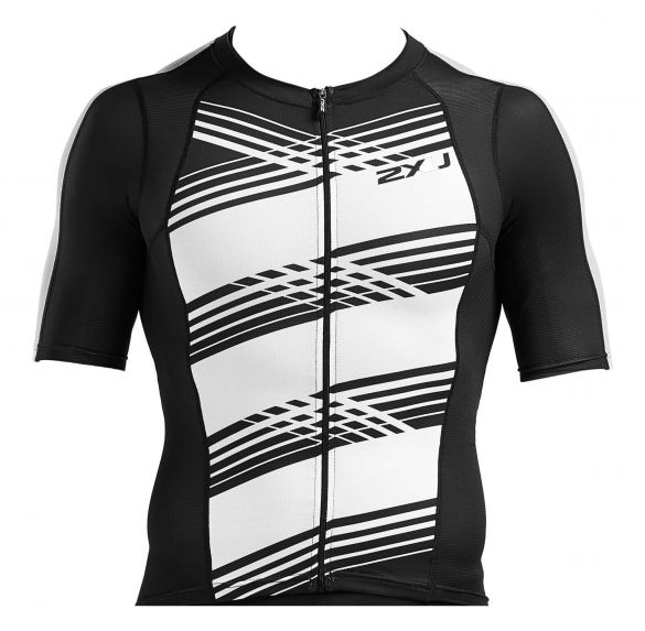 2XU Compression Korte mouw tri top zwart/wit heren MT5518A-BLK/BWL