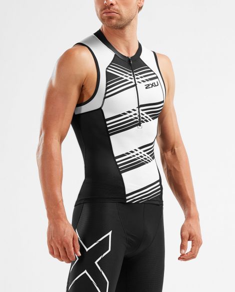 2XU Compression mouwloos tri top zwart/wit heren MT5519a-BLK/BLW