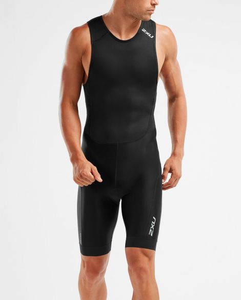 2XU Perform rear zip mouwloos trisuit zwart heren MT5527d-BLK/BLK