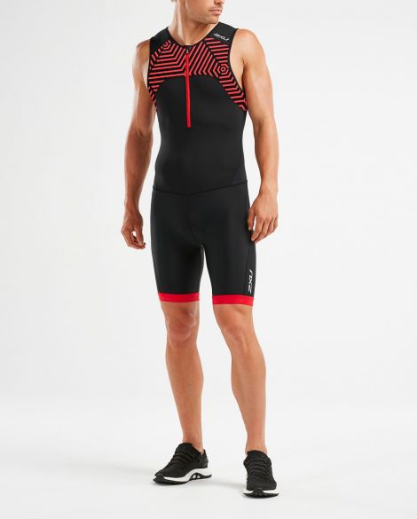 2XU Active mouwloos trisuit zwart/rood heren MT5540d-BLK/FSL-VRR