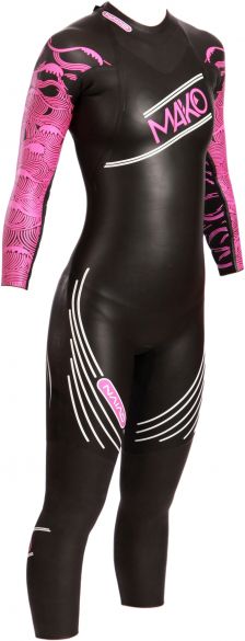 Mako Naiad lange mouw wetsuit zwart/roze dames 132001