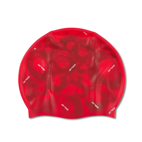 Orca Siliconen badmuts swim cap rood print FVA104