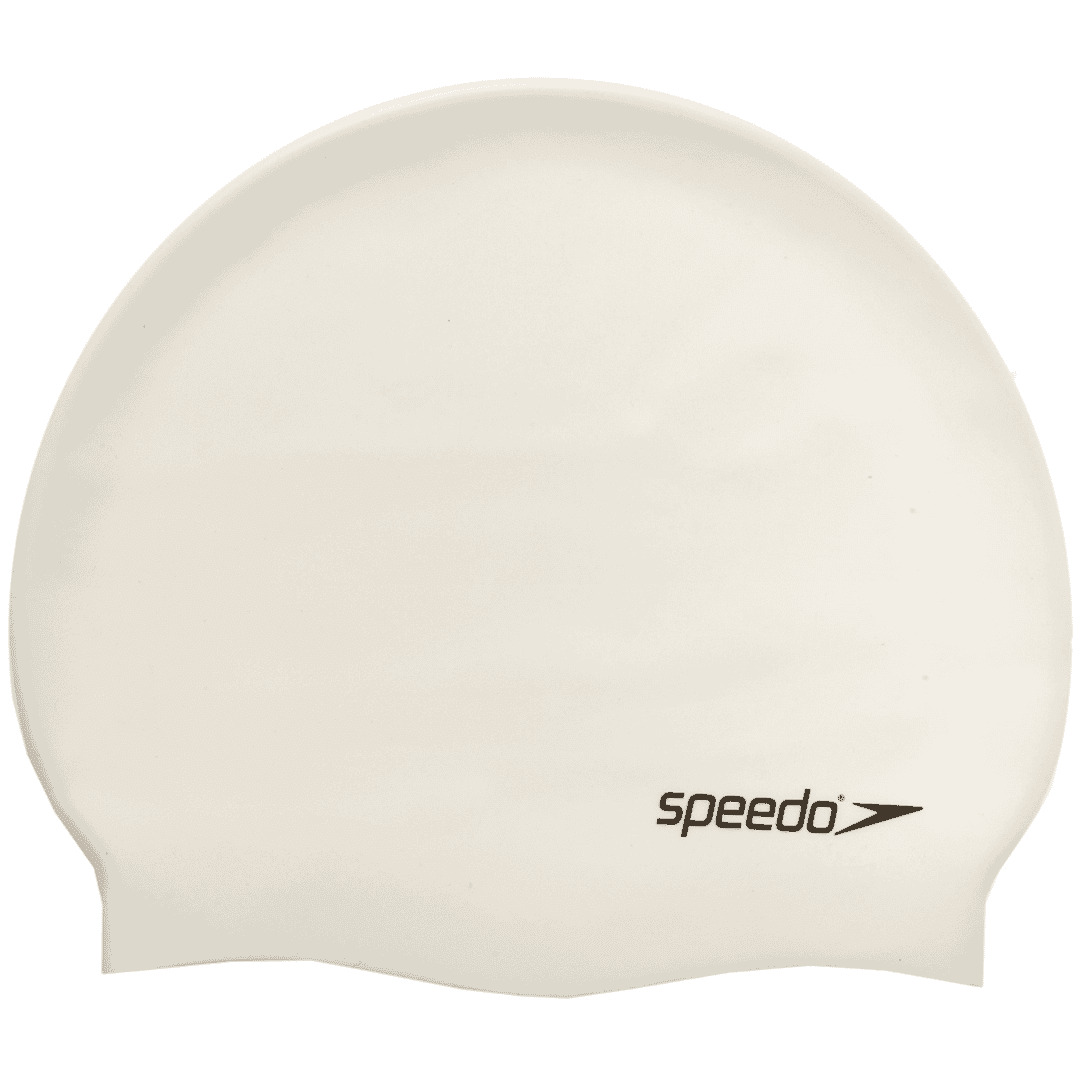 Speedo platte siliconen badmuts wit p12 709910010