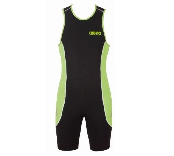 Arena ST rear zip mouwloos trisuit zwart/groen heren AR1A919-55