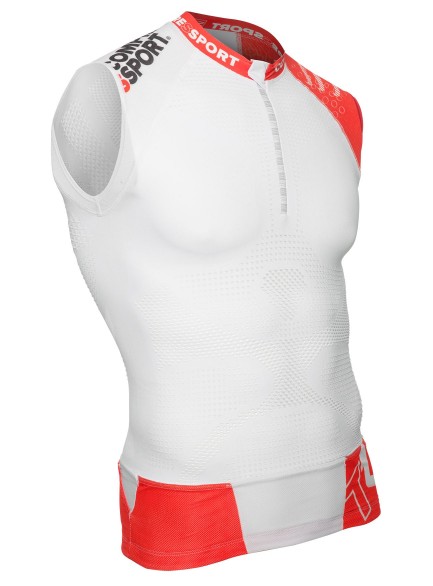 Compressport Trail running shirt v2 tank compressieshirt wit TSTRV2-TK00