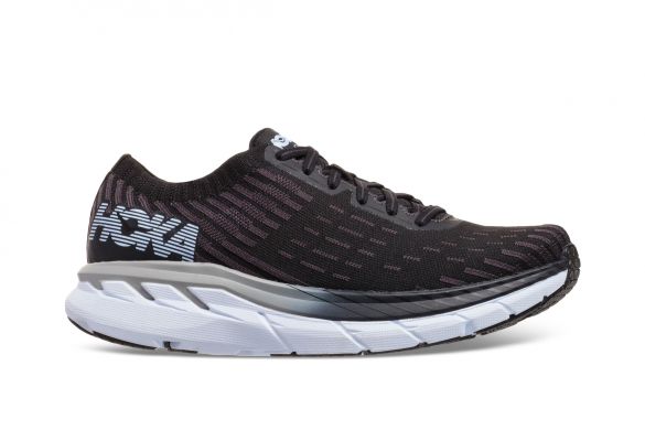Hoka One One Clifton 5 Knit hardloopschoenen zwart/wit dames 1094310-BWHT