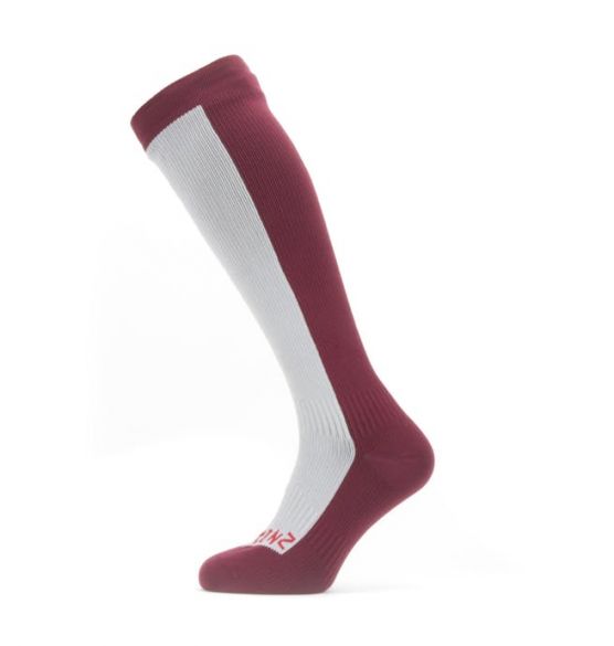 Sealskinz Cold weather knee fietssok met Hydrostop Grijs/rood 11100065-0060