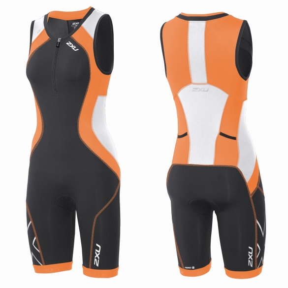 2XU Compression Full Zip trisuit zwart/oranje dames WT3619d