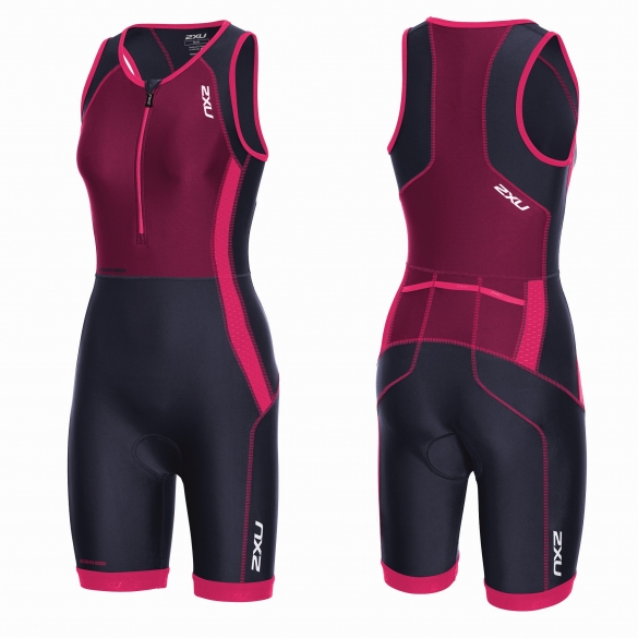2XU Perform Front Zip trisuit paars/roze/zwart dames WT3635d