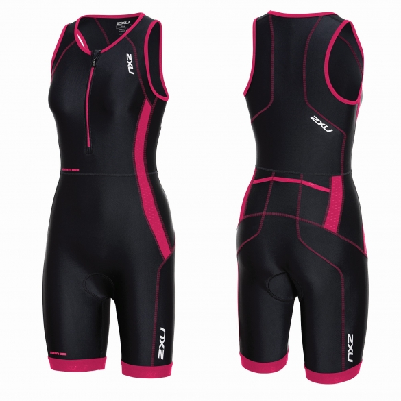 2XU Perform Front Zip trisuit zwart/roze dames   WT3635d